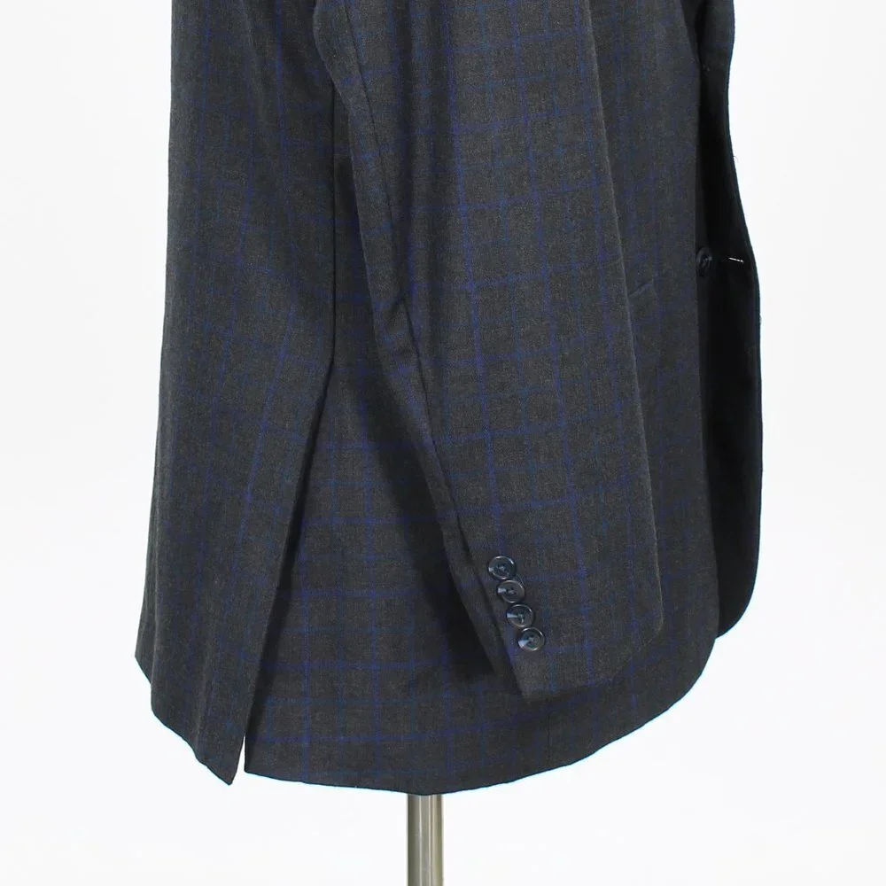 Alan Flusser 42L Gray Check 2-Button Sport Coat Blazer Jacket B490